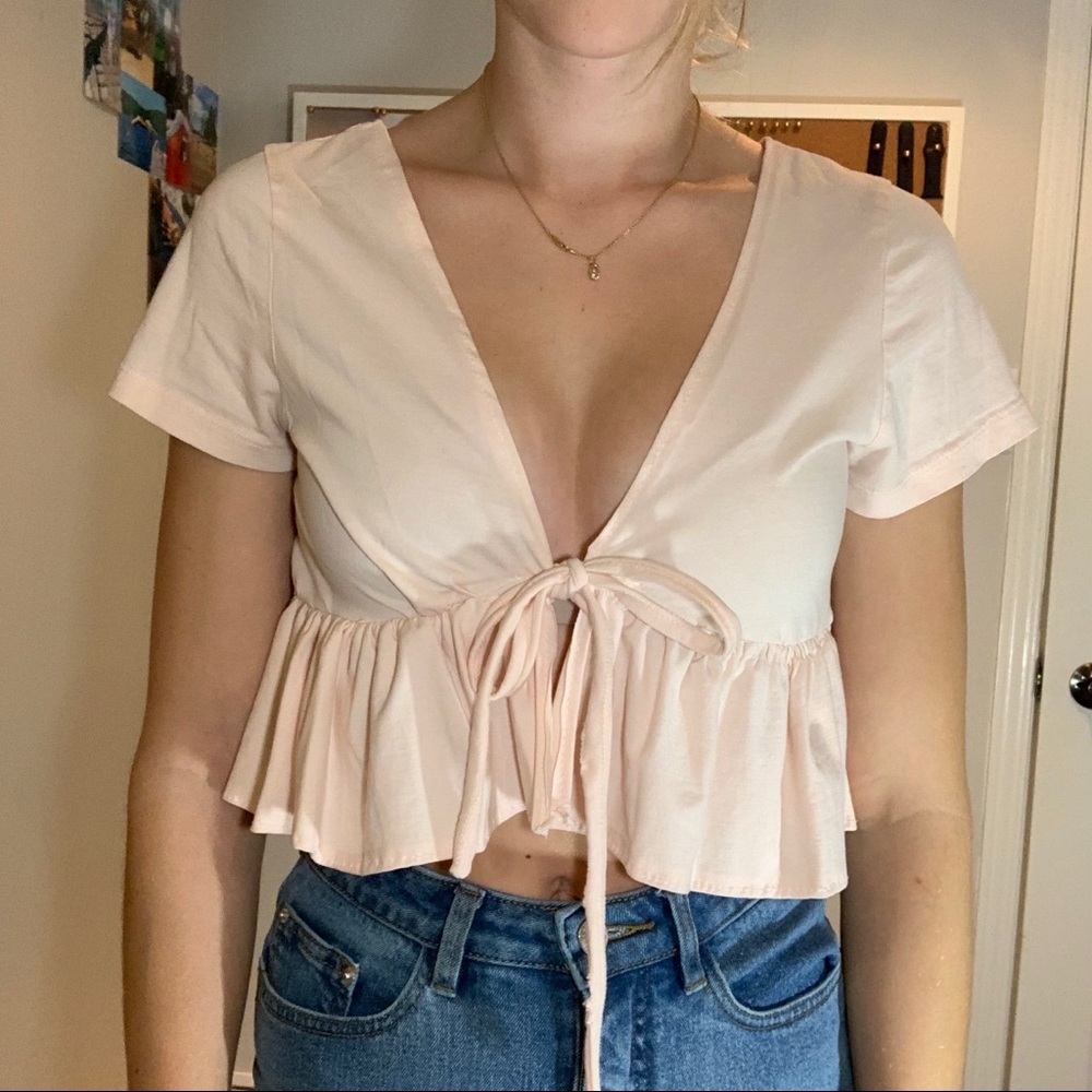 Cute Light Pink Crop Top